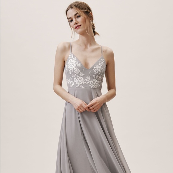 BHLDN Sadia Dress in Fog - Picture 2 of 9